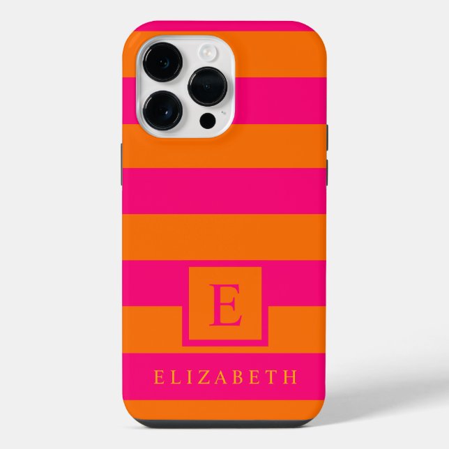 Custom Deep Pink Orange Colour Stripes  iPhone Case (Back)