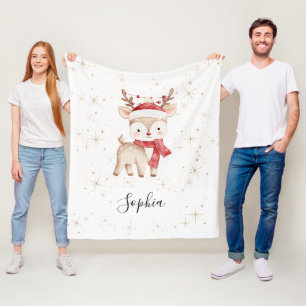 Custom Deer Christmas Fleece Blanket