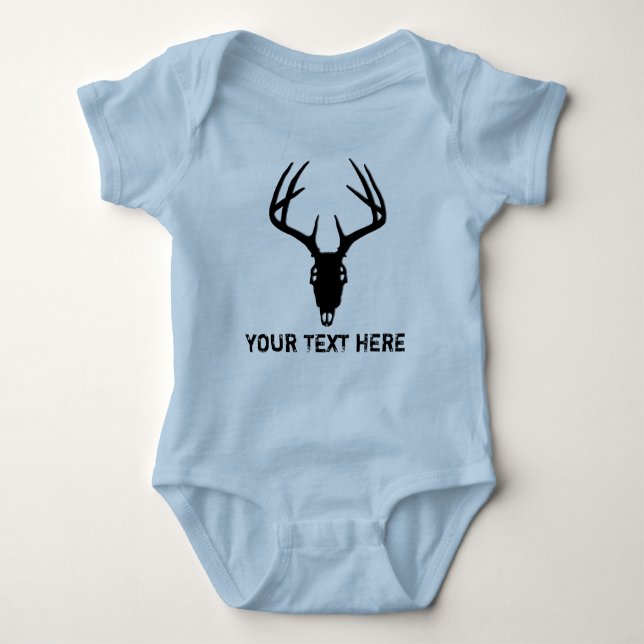 Custom Deer Hunting Skull Baby Bodysuit (Front)