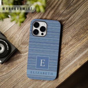 Custom Denim Blue Grey White Color Stripes  Case-Mate iPhone 14 Pro Max Case