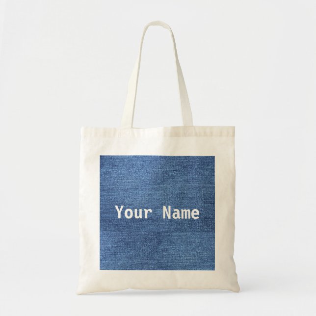 Custom Denim Tote With Your Name Or Message Bag (Front)