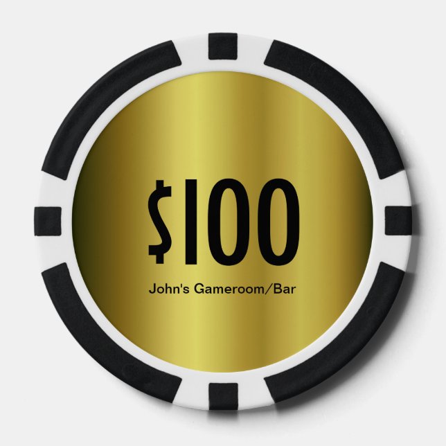 Custom Denomination Golden poker chip (Front)