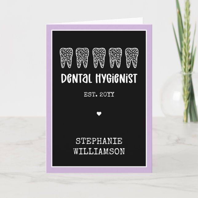 Custom Dental Hygienist Leopard Print Teeth Card (Front)