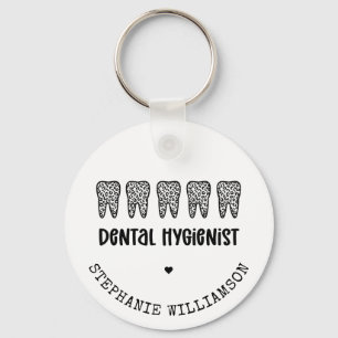 Custom Dental Hygienist Leopard Print Teeth Key Ring