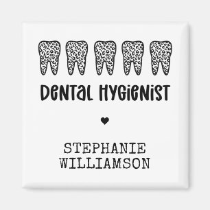 Custom Dental Hygienist Leopard Print Teeth Magnet