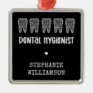 Custom Dental Hygienist Leopard Print Teeth Metal Tree Decoration