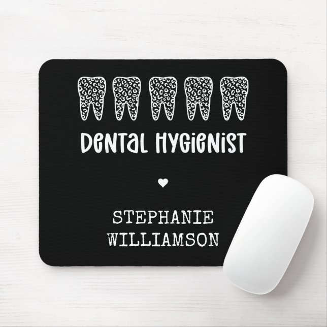 Custom Dental Hygienist Leopard Print Teeth Mouse Mat (With Mouse)