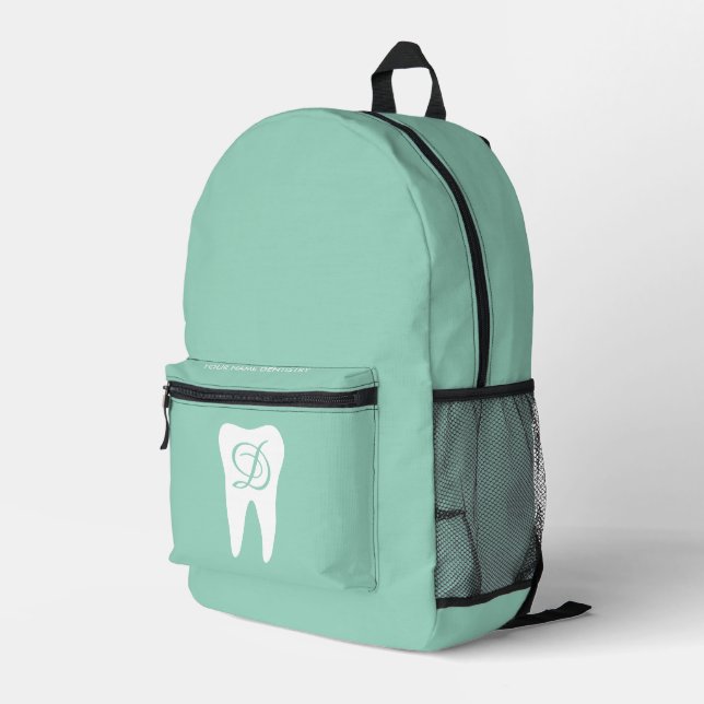 Custom dentist backpack with tooth logo (Back Corner Right)