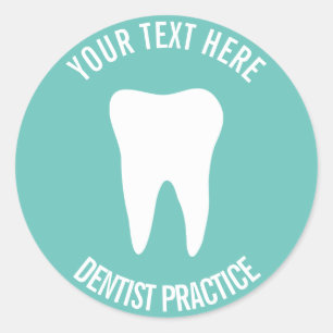 Custom dentist dental office dentistry tooth logo classic round sticker
