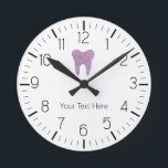 Custom Dentist Office Dental Glitter Tooth Clock<br><div class="desc">The Custom Dentist Office Dental White Tooth Clock makes an affordable investment to liven up your office walls. Your patients will be impressed with your stylish,  modern design sense. This custom clock also serves as a clever marketing tool to highlight your practice every time a patient checks the time!</div>