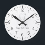 Custom Dentist Office Dental White Tooth Clock<br><div class="desc">The Custom Dentist Office Dental White Tooth Clock makes an affordable investment to liven up your office walls. Your patients will be impressed with your stylish, modern design sense. This custom clock also serves as a clever marketing tool to highlight your practice every time a patient checks the time!</div>