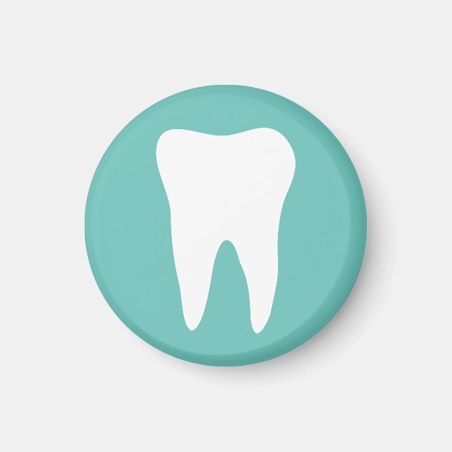 Custom dentistry magnets with white tooth logo (Front)