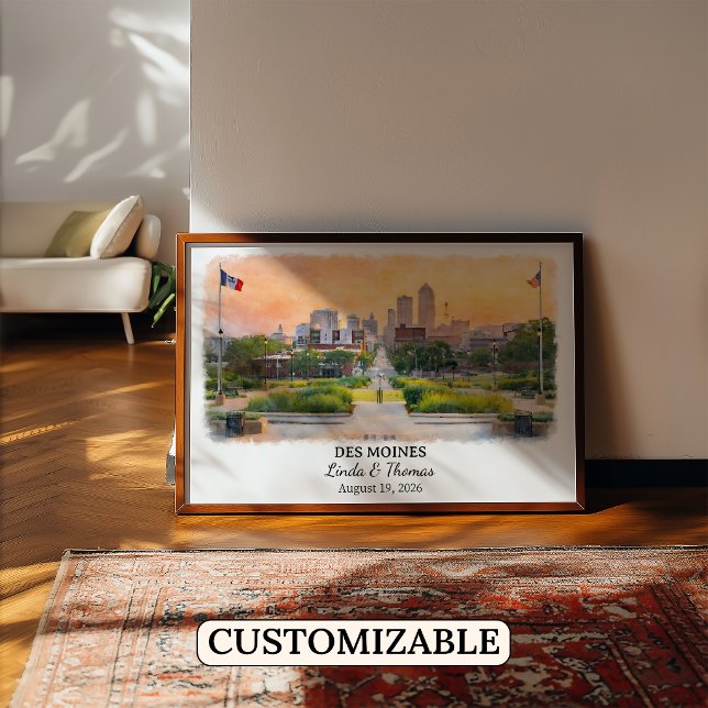 Custom Des Moines Wall Art, Iowa Poster (Creator Uploaded)