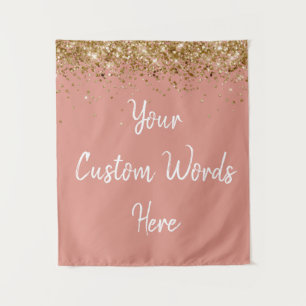 Custom Desert Coral Gold Birthday Party Photobooth Tapestry