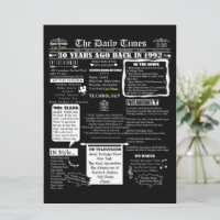 Custom Design 30th Birthday Invite Year 1992