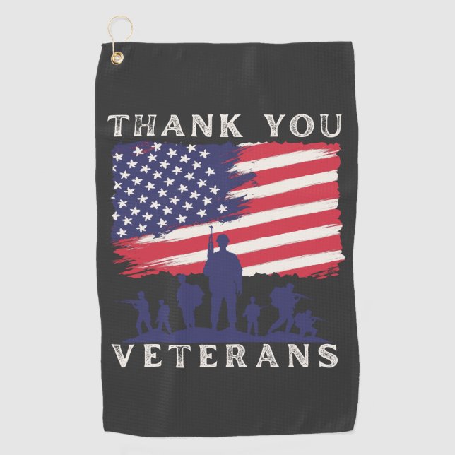 Custom design: American Flag Thank You Veterans Golf Towel (Front)