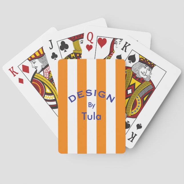 Custom - Design By Tula Orange Cabana Stripe Playing Cards (Back)