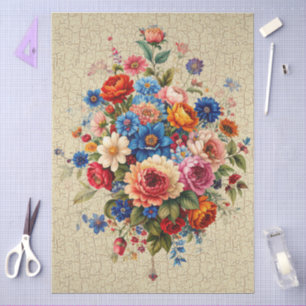 Custom Design Floral Crackle Effect Decoupage Tissue Paper