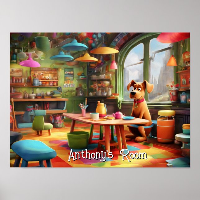 Custom Design Poster of Cartoon Dog Room (Front)