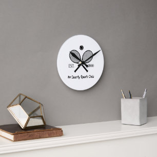 Custom Design Tennis Theme Monogram Balls Round Clock