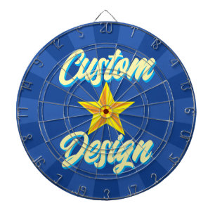Custom Design Ultramarine Blue and Yellow Star Dartboard