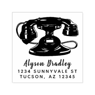 Custom Design Vintage Phone Logo or Return Address Self-inking Stamp