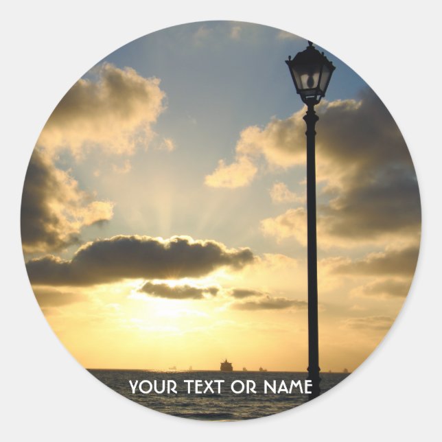 Custom Design With Your Own Photo And Your Text Classic Round Sticker (Front)