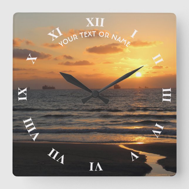 Custom Design With Your Own Photo And Your Text Square Wall Clock (Front)