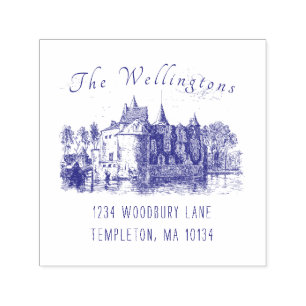 Custom Design Your Logo or Return Address Castle Self-inking Stamp