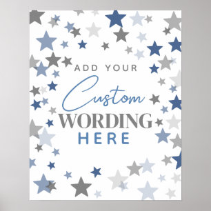 Custom design your own poster star blue grey grey