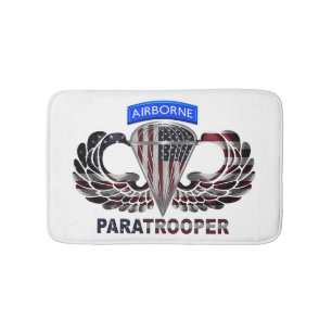 Custom Designed American Airborne Paratrooper Flag Bath Mat