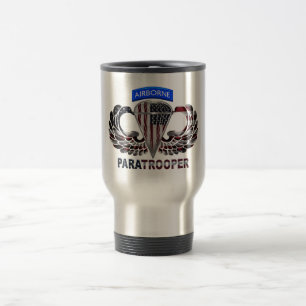 Custom Designed American Airborne Paratrooper Flag Travel Mug