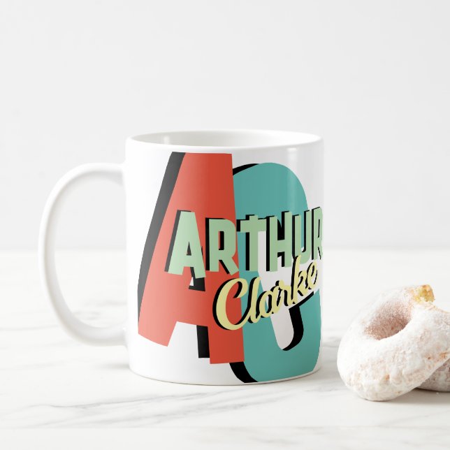 Custom Designed Bold Monogram Coffee Mug (With Donut)