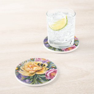 Custom Designed Coaster of Flowers and Bees