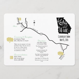 Custom designed Wedding Map Invitation