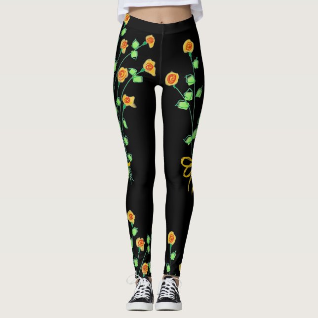 Custom Designer Black Leggings (Front)