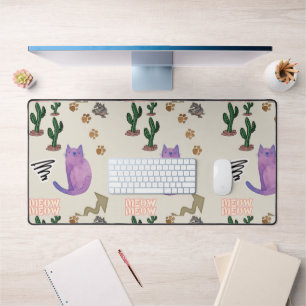 Custom Desk Mat Cat Fish Cactus