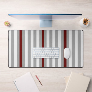 Custom Desk Mat Stripe Grey Burgundy