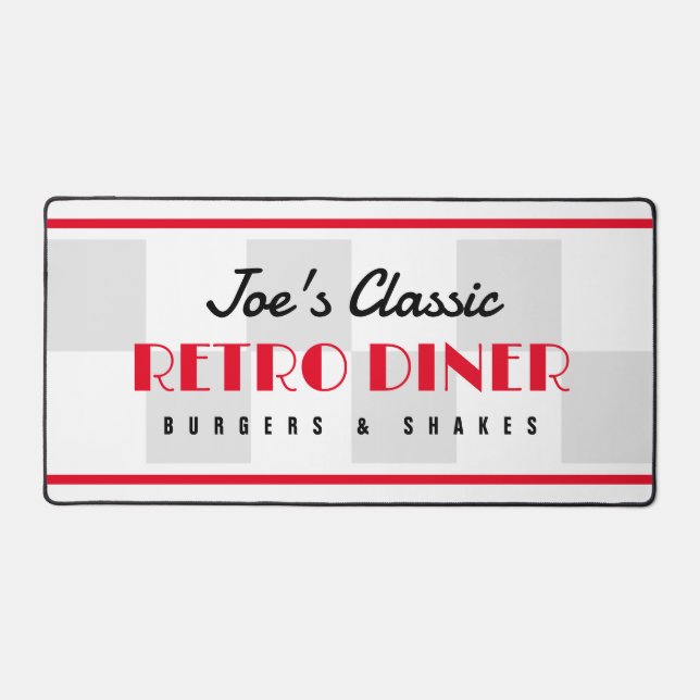 Custom desk mat with retro 50's diner design (Front)
