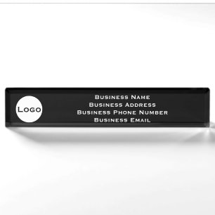 Custom Desk Name Plate – Black with Logo