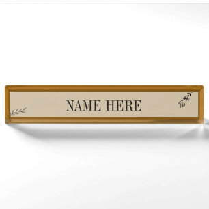 Custom Desk Name Plate Elegant Minimal Leaf design