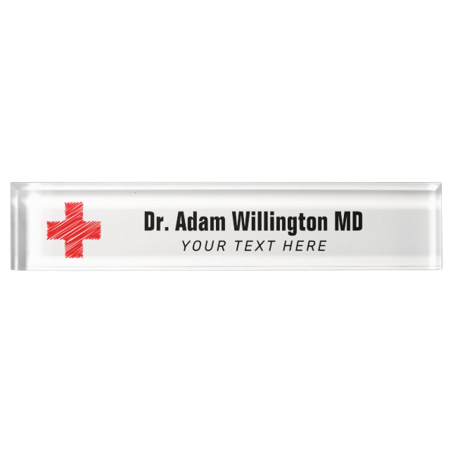 Custom desk name plate for family doctor MD (Front)