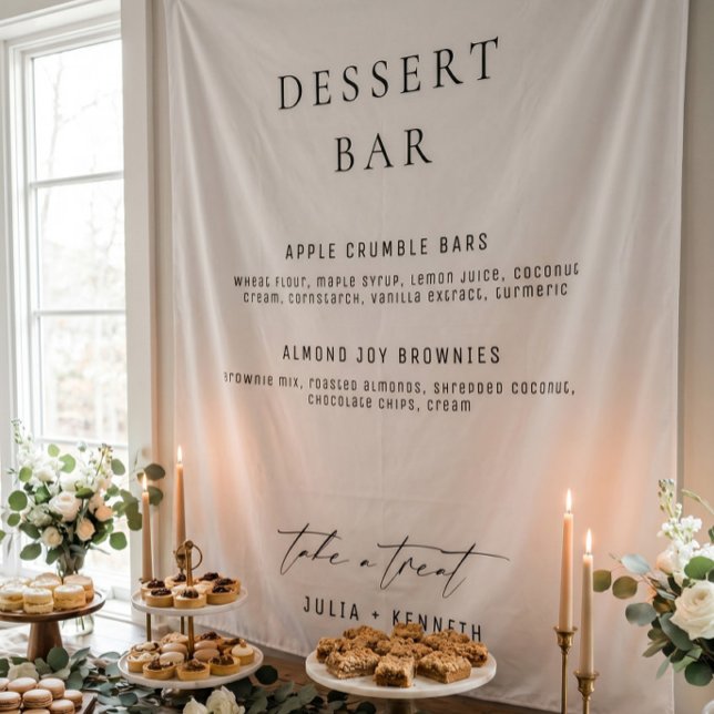 Custom Dessert Menu Wedding Fabric Tapestry (Creator Uploaded)