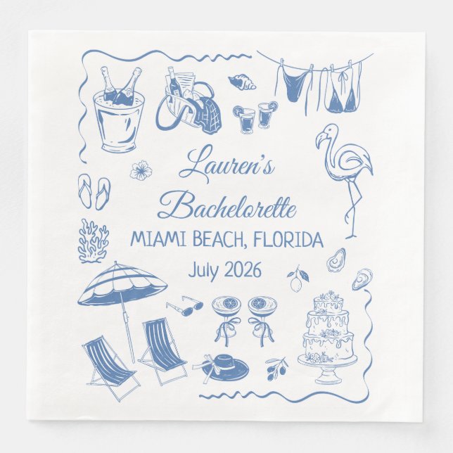 Custom Destination Bachelorette Banner Gift Napkin (Front)