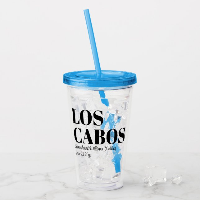 Custom Destination Wedding Welcome to Los Cabos Acrylic Tumbler (Front Ice)
