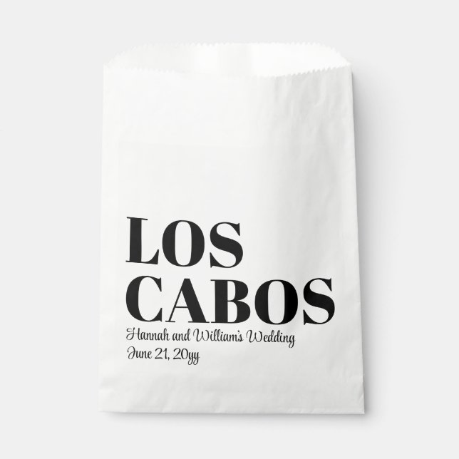 Custom Destination Wedding Welcome to Los Cabos Favour Bags (Front)