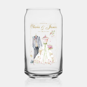 Custom details Bride & Groom Can Glass
