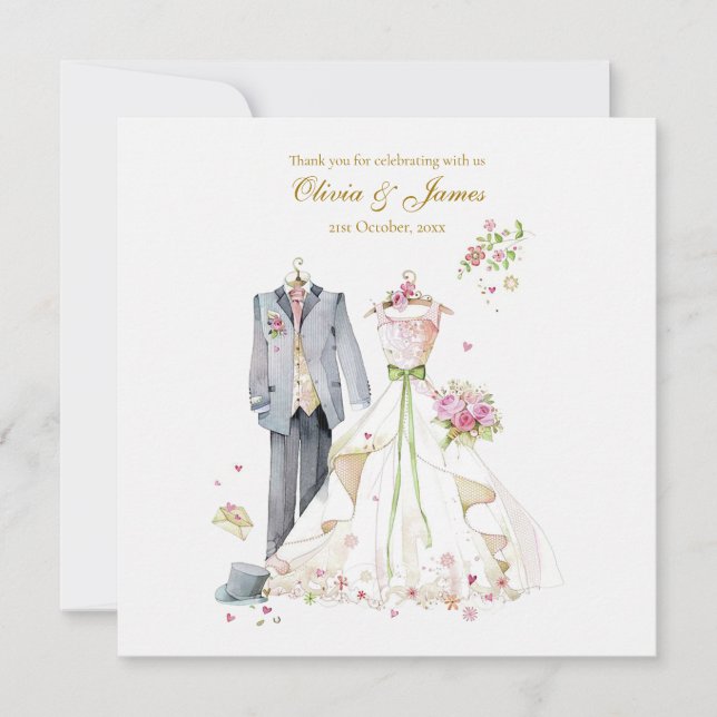 Custom details Bride & Groom  Thank You Card (Front)