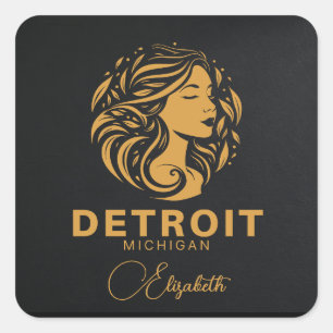 Custom Detroit Michigan Golden Lady Sticker