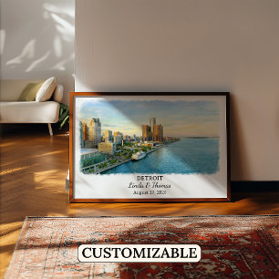 Custom Detroit Wall Art, Michigan Poster